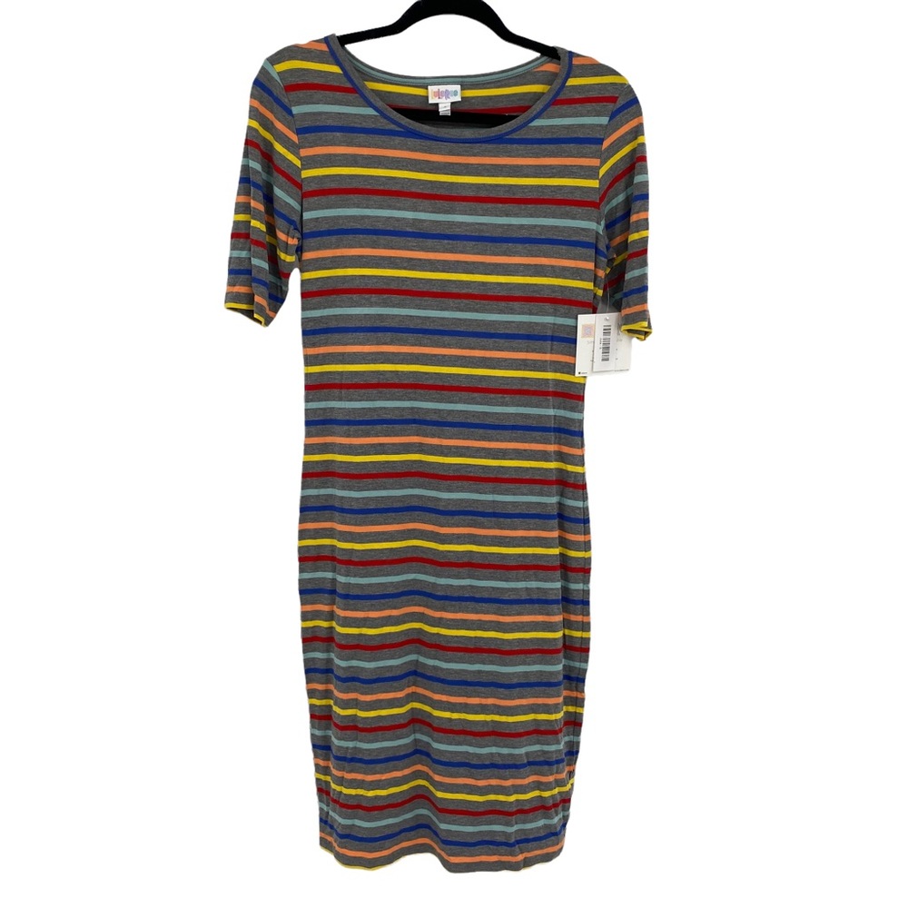 Lularoe Multicolor Striped Julia Dress Small NWT